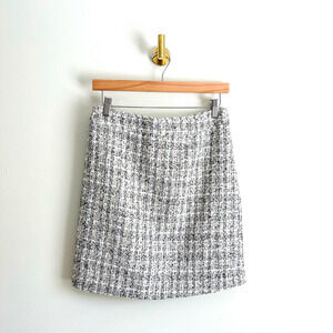 Rachel Zoe Tweed Plaid Lined Mini Skirt Gray 6